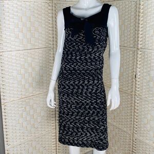 NWT, St. John, Womens Black Bateau Neckline Knee-Length Dress, 16.